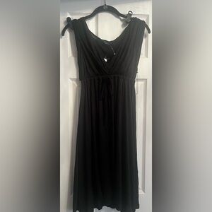 BCBGMaxAzria Black and Silver Knee Length Flowy Dress, Size Medium